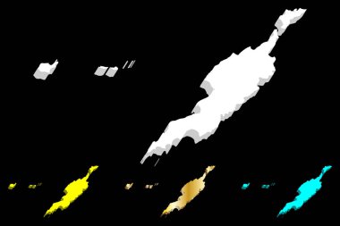 Anguilla (ada, İngiliz denizaşırı toprağı) - 3D Haritası Beyaz, sarı, mavi ve altın - illüstrasyon vektör