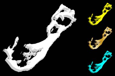 3D Bermuda - beyaz, sarı, mavi ve altın - vektör çizim Haritası