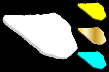 Navassa Adası - beyaz, sarı, mavi ve altın - vektör çizim 3D Haritası