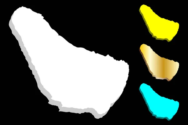 Mapa Barbados Blanco Amarillo Azul Oro Ilustración Vectorial — Vector de stock
