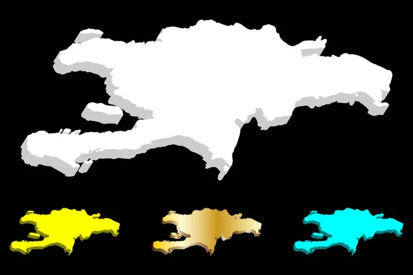 Χάρτης Ισπανιόλα Δομινικανή Δημοκρατία Και Αϊτή Λευκό Κίτρινο Μπλε Και — Διανυσματικό Αρχείο