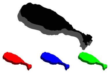 Saint Kitts (Federasyon Aziz Christopher ve Nevis, Saint Kitts ve Nevis) - 3D Haritası-siyah, kırmızı, mavi ve yeşil - vektör çizim