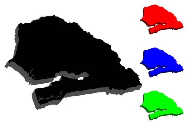 Mapa Senegalu Republika Senegalu Czarny Czerwony Niebieski Zielony Ilustracja Wektorowa — Wektor stockowy