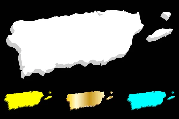 Mappa Porto Rico Repubblica Porto Rico Porto Rico Bianco Giallo — Vettoriale Stock