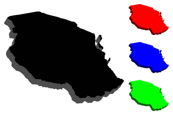 Karte Von Tansania Vereinigte Republik Tansania Schwarz Rot Blau Und — Stockvektor