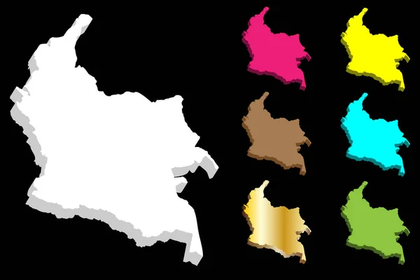 Kaart Van Colombia Republiek Colombia Wit Geel Paars Groen Bruin — Stockvector