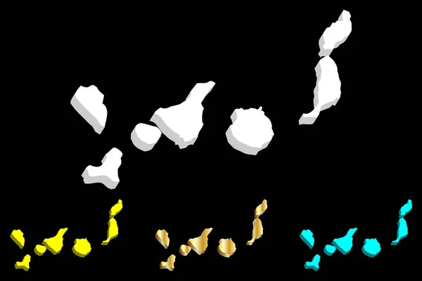 Χάρτης Κανάριοι Νήσοι Islas Canarias Λευκό Κίτρινο Μπλε Και Χρυσό — Διανυσματικό Αρχείο