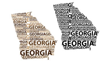 Sketch Georgia (United States of America) letter text map, Georgia map - in the shape of the continent, Map Georgia (U.S. state) - brown and black vector illustration clipart