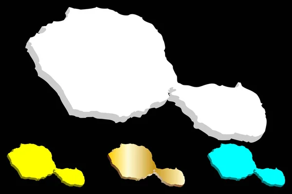 Mapa Tahití Otaheite Blanco Amarillo Azul Oro Ilustración Vectorial — Vector de stock