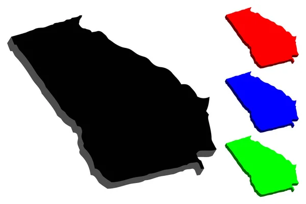 Karte Von Georgien Vereinigte Staaten Von Amerika Bundesstaat Schwarz Rot — Stockvektor