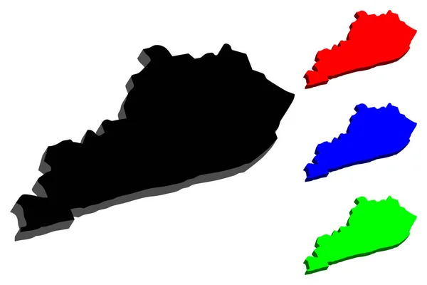 肯塔基 美利坚合众国 肯塔基州联邦 蓝色和绿色 矢量插图 — 图库矢量图片