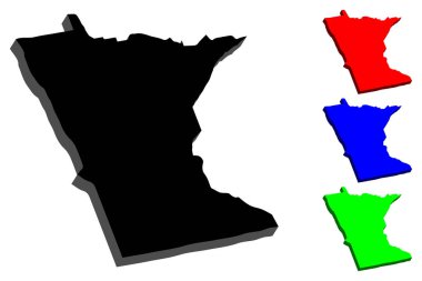 Minnesota (Amerika Birleşik Devletleri, arazi 10.000 göller) - 3D Haritası-siyah, kırmızı, mavi ve yeşil - vektör çizim