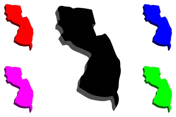 Mappa Del New Jersey Stati Uniti America Garden State Nero — Vettoriale Stock