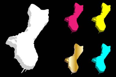 Guam (Toprakları Guam) - beyaz, sarı, mor, mavi ve altın - 3D harita illüstrasyon vektör