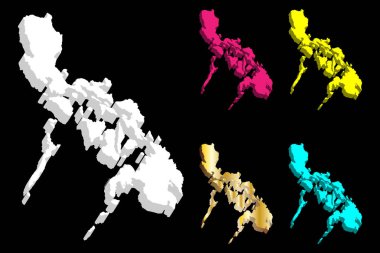 Filipinler (Filipinler Cumhuriyeti) - 3D Haritası Beyaz, sarı, mor, mavi ve altın - illüstrasyon vektör