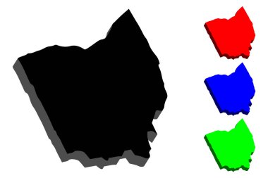 Ohio (Amerika Birleşik Devletleri) - siyah, kırmızı, mavi ve yeşil - vektör çizim 3D harita