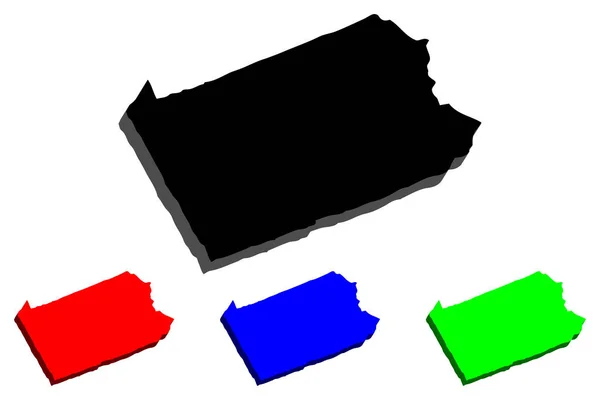 Mapa Pennsylvania Spojené Státy Americké Commonwealth Pennsylvania Černá Červená Modrá — Stockový vektor