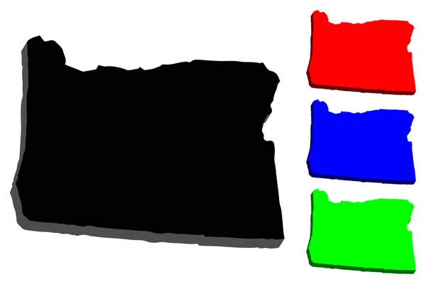 Oregon Amerika Birleşik Devletleri Beaver Devlet Siyah Kırmızı Mavi Yeşil — Stok Vektör