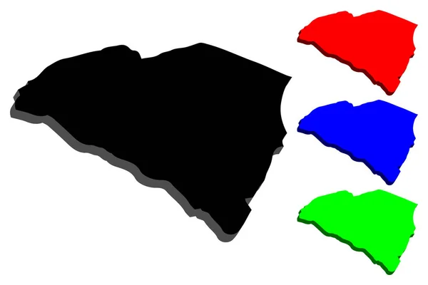 Mapa Carolina Del Sur Estados Unidos América Estado Palmetto Negro — Vector de stock