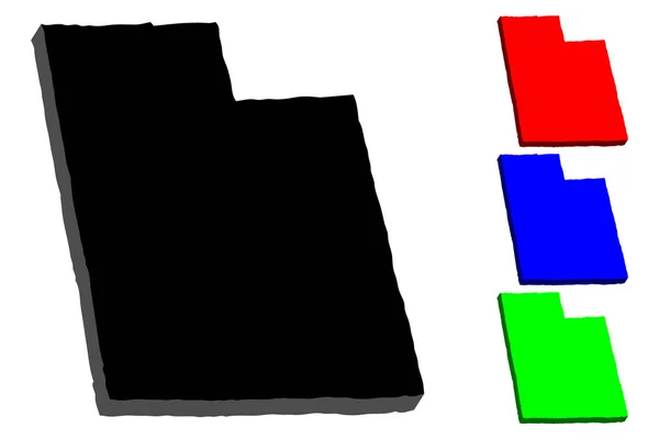 Kaart Van Utah Verenigde Staten Zwart Rood Blauw Groen Vectorillustratie — Stockvector