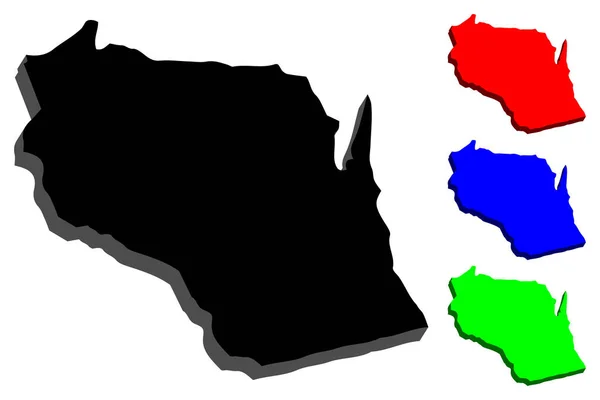 Mapa Wisconsin Estados Unidos América Negro Rojo Azul Verde Ilustración — Vector de stock