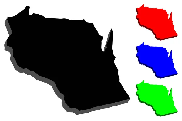 Mapa Wisconsin Estados Unidos América Negro Rojo Azul Verde Ilustración — Archivo Imágenes Vectoriales