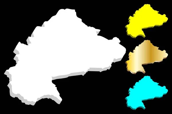Μπουρκίνα Φάσο Λευκό Κίτρινο Μπλε Και Χρυσό Εικονογράφηση Διάνυσμα Χάρτης — Διανυσματικό Αρχείο