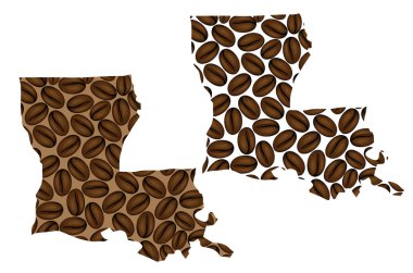 Louisiana (Amerika Birleşik Devletleri) - kahve çekirdeği, Louisiana harita kahve çekirdekleri ile yapılan Haritası,