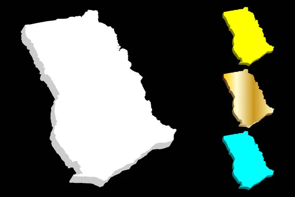 Mapa Ghana República Ghana Blanco Amarillo Azul Oro Ilustración Vectorial — Vector de stock