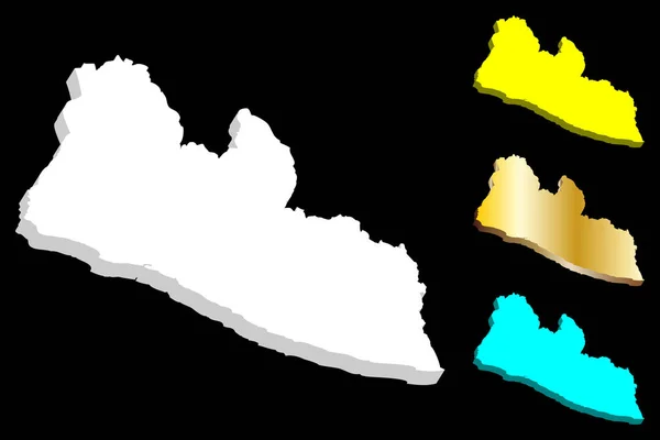 Mappa Della Liberia Repubblica Liberia Bianco Giallo Blu Oro Illustrazione — Vettoriale Stock
