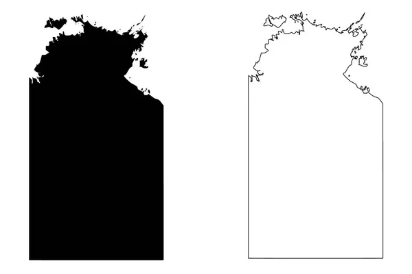 ノーザン テリトリー オーストラリアの州と準州 ベクトル図を地図 見取り図のノーザン テリトリーの落書き — ストックベクタ