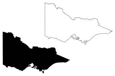 Victoria (Avustralya Eyalet ve bölgelerde, Vic) harita vektör çizim, karalama taslak Victoria (Avustralya) harita