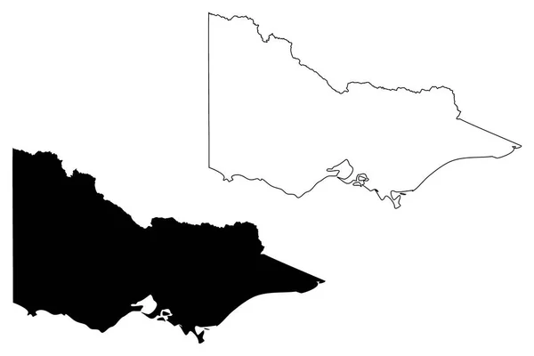 维多利亚 澳大利亚国家和地区 地图矢量插图 涂鸦草图维多利亚 澳大利亚 — 图库矢量图片
