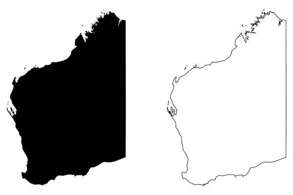 Västra Australien Australiska Delstater Och Territorier Karta Vektorillustration Klotter Skiss — Stock vektor