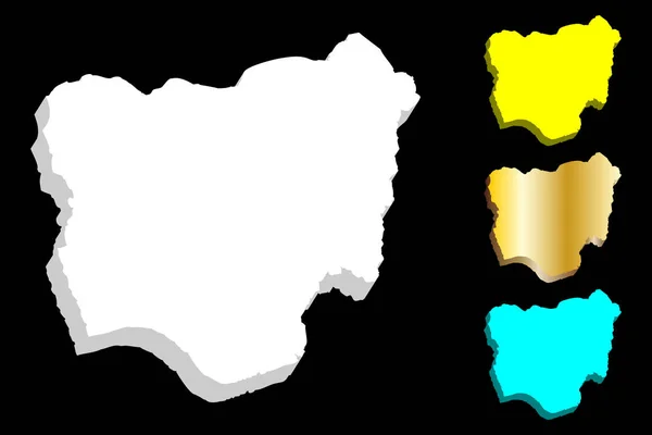 尼日利亚的地图 尼日利亚联邦共和国 蓝色和金子 矢量例证 — 图库矢量图片