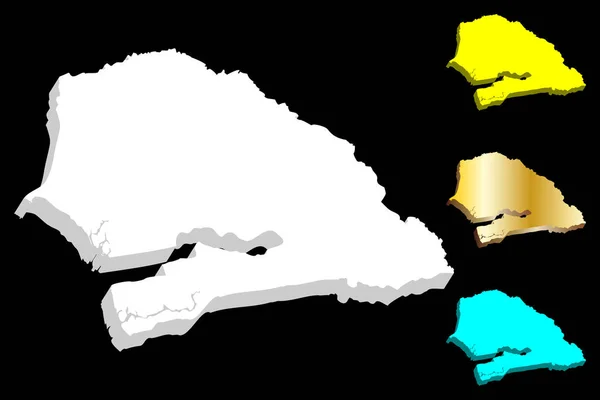 Mapa Senegalu Senegalská Republika Bílá Žlutá Modrá Zlatá Vektorové Ilustrace — Stockový vektor