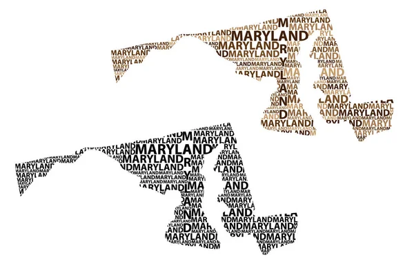 Skizze Maryland Vereinigte Staaten Von Amerika Brief Text Map Maryland — Stockvektor