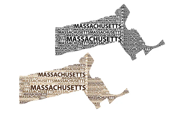 Skizze Massachusetts Vereinigte Staaten Von Amerika Brief Text Map Massachusetts — Stockvektor