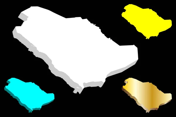 Карта Саудовской Аравии Королевство Саудовская Аравия Ksa Белый Желтый Синий — стоковый вектор