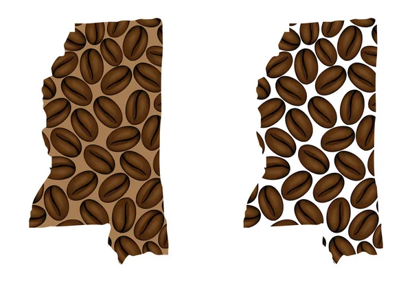 Mississippi États Unis Amérique Carte Grain Café Mississippi Carte Grains — Image vectorielle