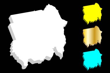 Sudan (Sudan, Kuzey Sudan Cumhuriyeti) - 3D Haritası Beyaz, sarı, mavi ve altın - illüstrasyon vektör