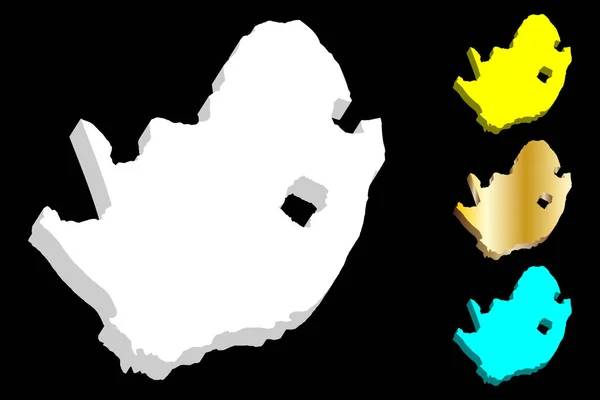 Carte Afrique Sud République Afrique Sud Rsa Blanc Jaune Bleu — Image vectorielle