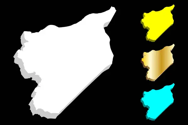 Mapa Syrii Syryjska Republika Arabska Biały Żółty Niebieski Złoty Ilustracja — Wektor stockowy