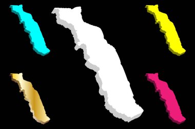 Togo (Togo Cumhuriyeti) - beyaz, sarı, mor, mavi ve altın - 3D harita illüstrasyon vektör