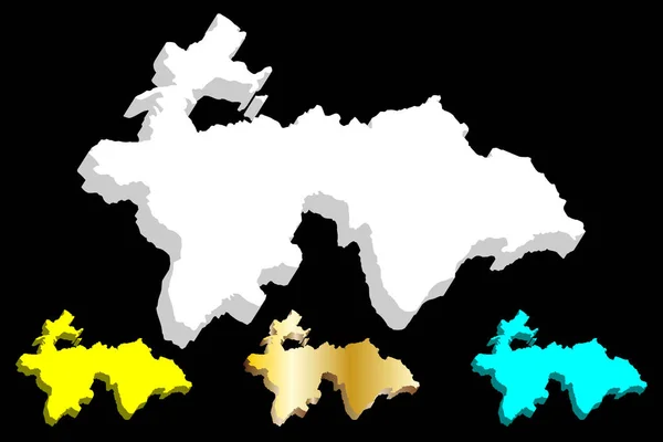 Χάρτη Του Τατζικιστάν Δημοκρατία Του Τατζικιστάν Λευκό Κίτρινο Μπλε Και — Διανυσματικό Αρχείο