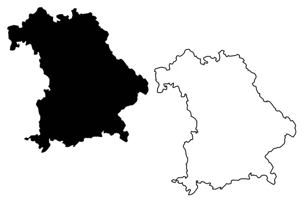 Baviera República Federal Alemanha Estado Alemanha Mapa Ilustração Vetorial Rabisco — Vetor de Stock