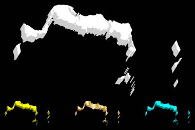 Turks ve Caicos Adaları (İngiliz denizaşırı bölgesi) - beyaz, sarı, mavi ve altın - 3D harita illüstrasyon vektör