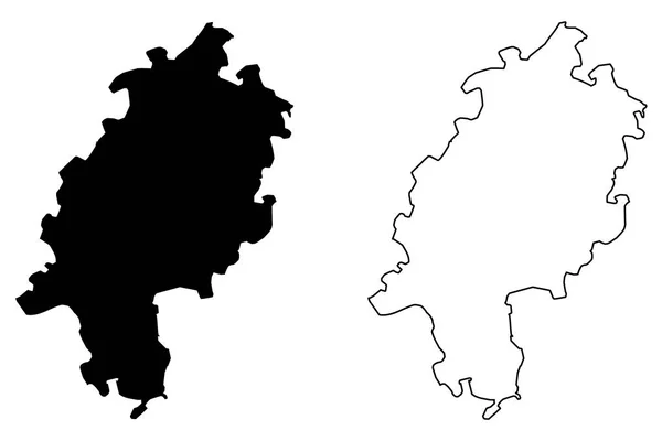 德意志联邦共和国 德意志州 Hessia 地图矢量插图 涂鸦草图黑森地图 — 图库矢量图片