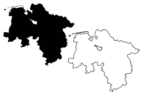 Dolní Sasko Spolková Republika Německo Německo Mapa Vektorové Ilustrace Klikyháky — Stockový vektor