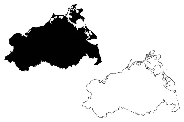 メクレンブルク フォアポンメルン州 ドイツ連邦共和国 ドイツの状態 地図ベクトル図 フリーハンド スケッチ メクレンブルクフォアポンメルン地図 — ストックベクタ